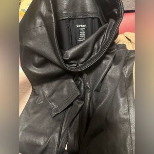 Carter's Black Faux Leather Kids leggings size 6-7